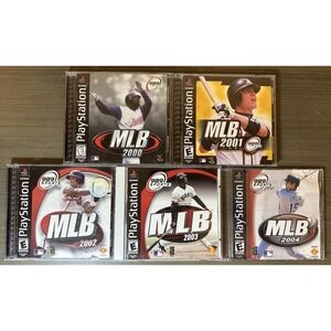 PS1 Game Lot - MLB 2000 CIB, 2001 CIB, 2002 CIB, 2003 Disc Only, 2004 Disc Only